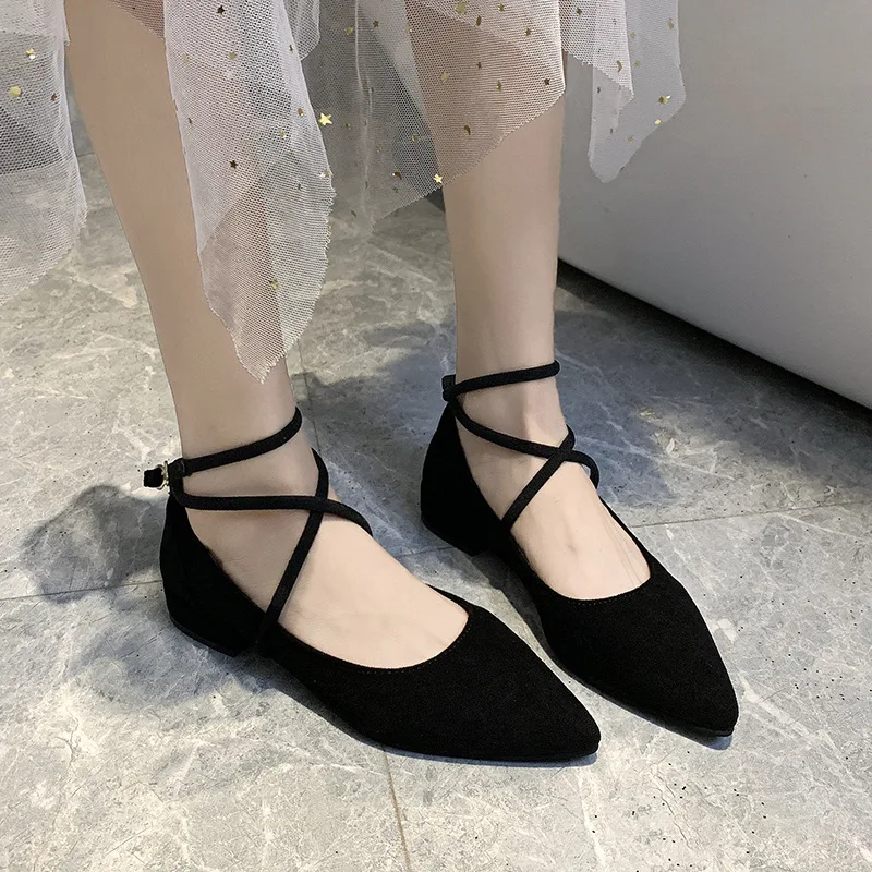 Neue Modische Frühling-Herbst Damenschuhe Schwarze Ballerinas Spitze Flache Schuhe Modische Damen-Flachschuhe Größe 34-41 – Detail 5