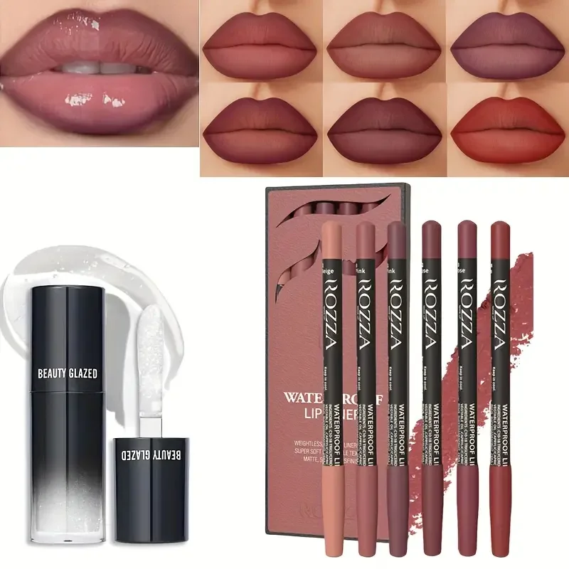 ชุดลิปไลเนอร์และลิปออยล์ Vibrant - ติดทนนาน ผิวด้าน เหมาะสําหรับทุกประเภทสีเบจอ่อน ชุดแต่งหน้าสําหรับผู้ใหญ่