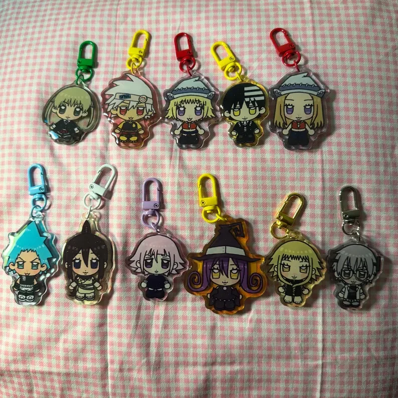 SOUL EATER 2 Inches Glitter Acrylic Keychain, Chibi Character Bag Charm Fan Collectible Pendant Gift