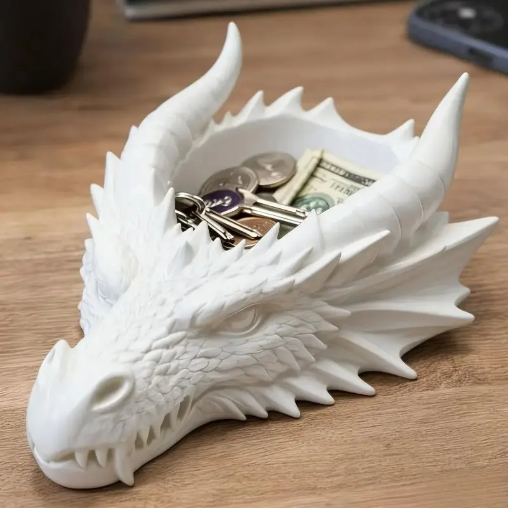 3D Print Dragon Head Storage Tray Multi Functional Funny Jewelry Display Holder Gothic Dragon Head Ornaments Living Room