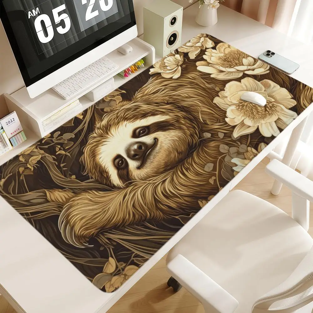 

Милый коврик для мыши с принтом ленивца 1000x500 XXL, большой для FPS eSports Gaming, нескользящие офисные коврики для клавиатуры, настольный коврик