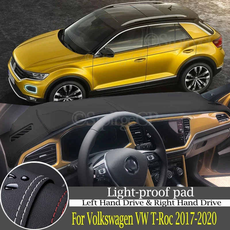

High-quality leather instrument panel protection pad and light-proof pad for Volkswagen VW T-Roc 2017-20 car styling accessories