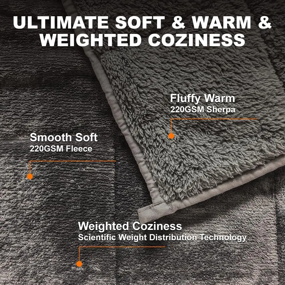 بطانية مرجحة بوزن 15 رطلًا مقاس 60 × 80 بوصة، صوف رقيق مريح وقابل للغسل ودافئ ثقيل لسرير الملكة الكامل للشتاء