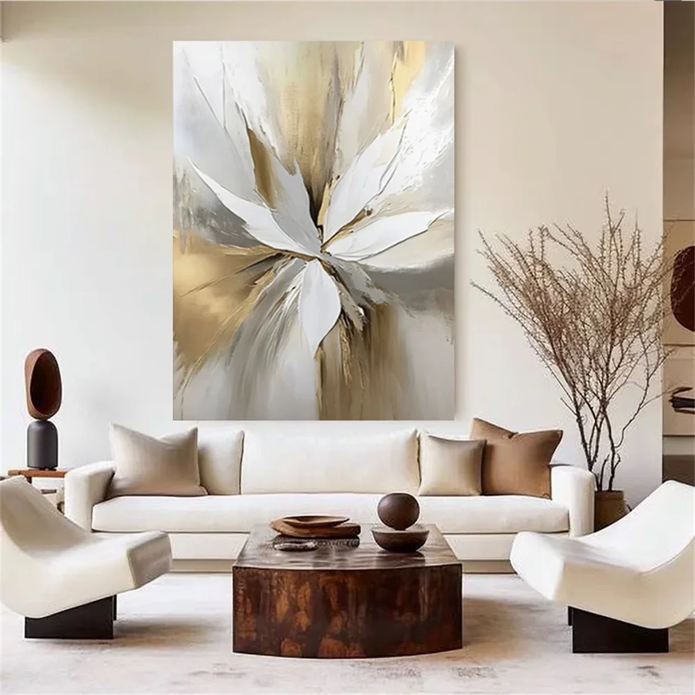 

Nordic Fashion Home Decoration Painting Hand-painted Beautiful Oil Painting Yellow 3D Textured Leaves A Big Tree Salon Mural art