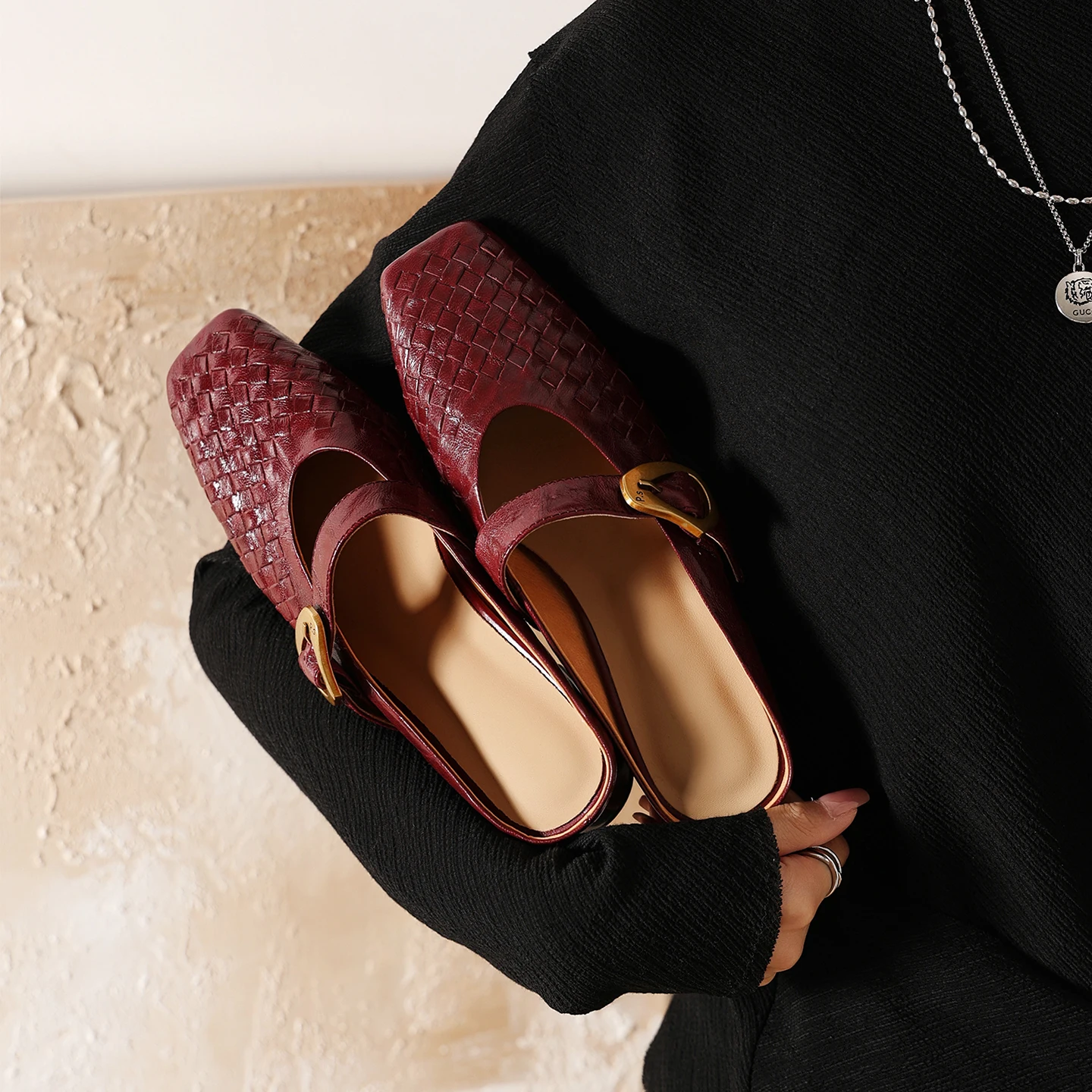 2026 new summer women sandals natural leather 22-25cm weave sheepskin+pigskin buckle mules high heel women slippers fashion