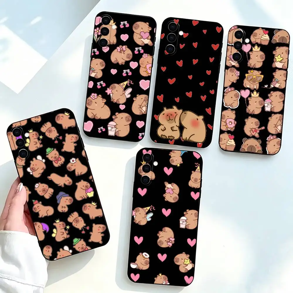 Cartoon Capybara-a Phone Case Black Silicone Soft For Samsung Galaxy A73,A72,A71,A70,A53,A52,A51