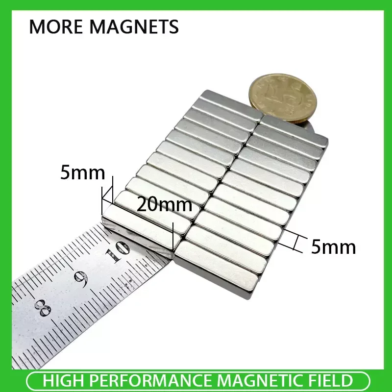 

5~100PCS 20x5x5mm block Powerful N35 Magnets 20mm x 5mm x 5mm Super Strong Sheet Permanent Magnetic 20*5*5mm