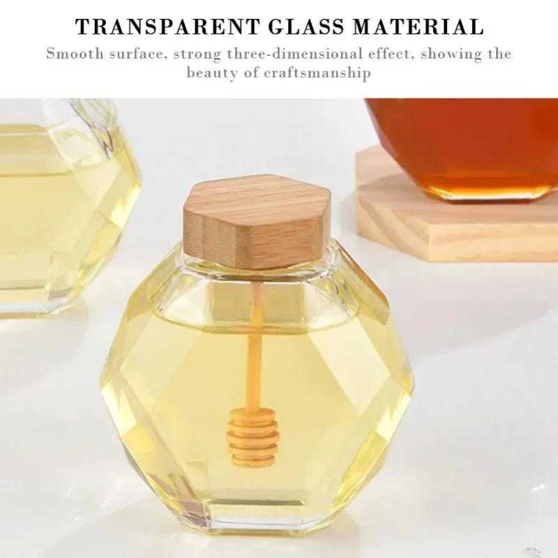 250/380ML Hexagonal Jam Jars , Transparent Glass Jar Bottles for S, Honey,Shower Favors, Baby Foods DIY Wedding