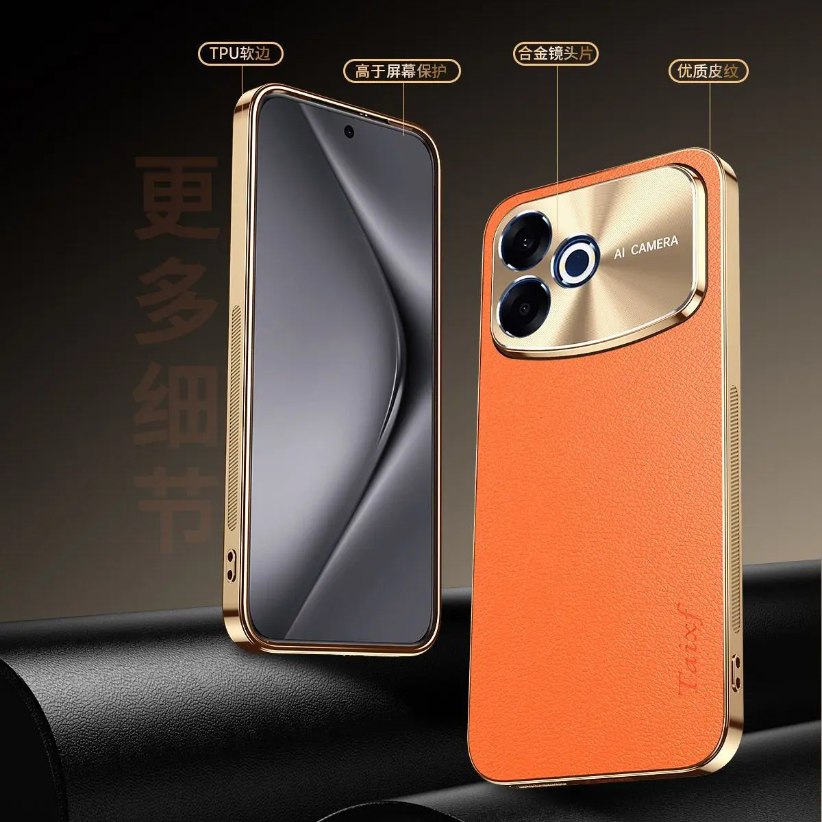 

Case For OPPO A6s Pro Electroplated Lychee Leather Case Soft TPU Bumper Anti-Fall Protection Shell Fashion Business Style New