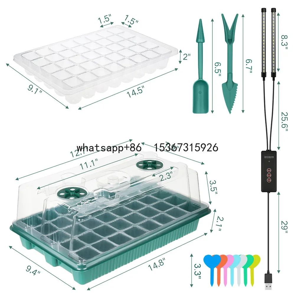 BAVAGREEN White Blue Grow Bar Light Mini Germination Kit 2 Packs 80 Cells Cloning Plants Seeder Starter Pots with Humidity Dome