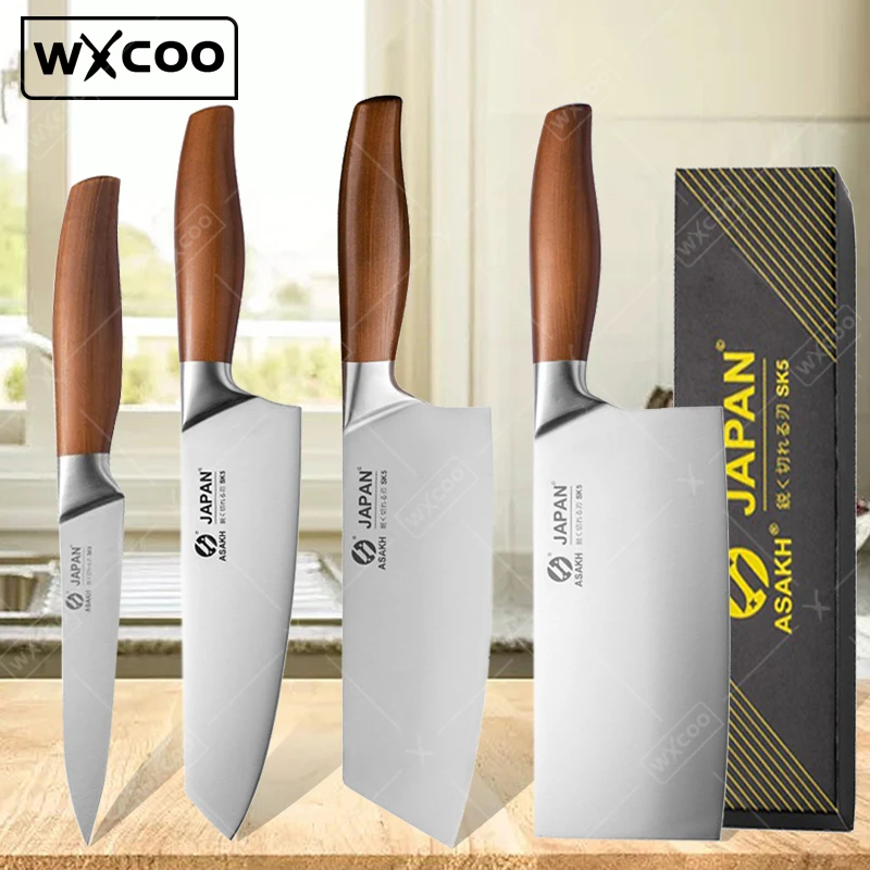 WXCOO Kitchen Knives Professional Japanese Santoku Knife Stainless Steel Fish Fillet Slicing Meat Cleaver Chef Knife Cooking