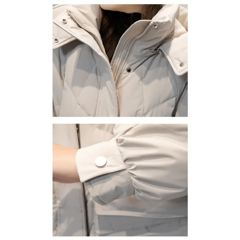 2023 New Women Down Jacket Winter Coat Female Mid Length Version Parkas Thick Warm Outwear Hooded Leisure Time Overcoat