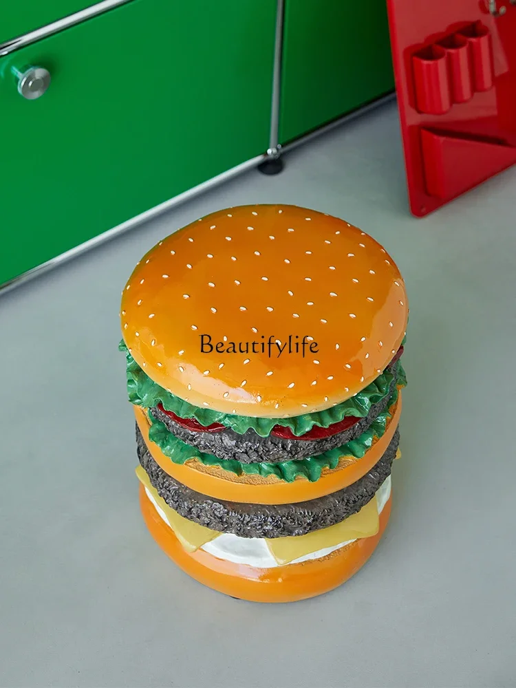 

Creative Stool Hamburger Corn Shoe Changing Stool Style Retro Same Style Decorative Ornaments