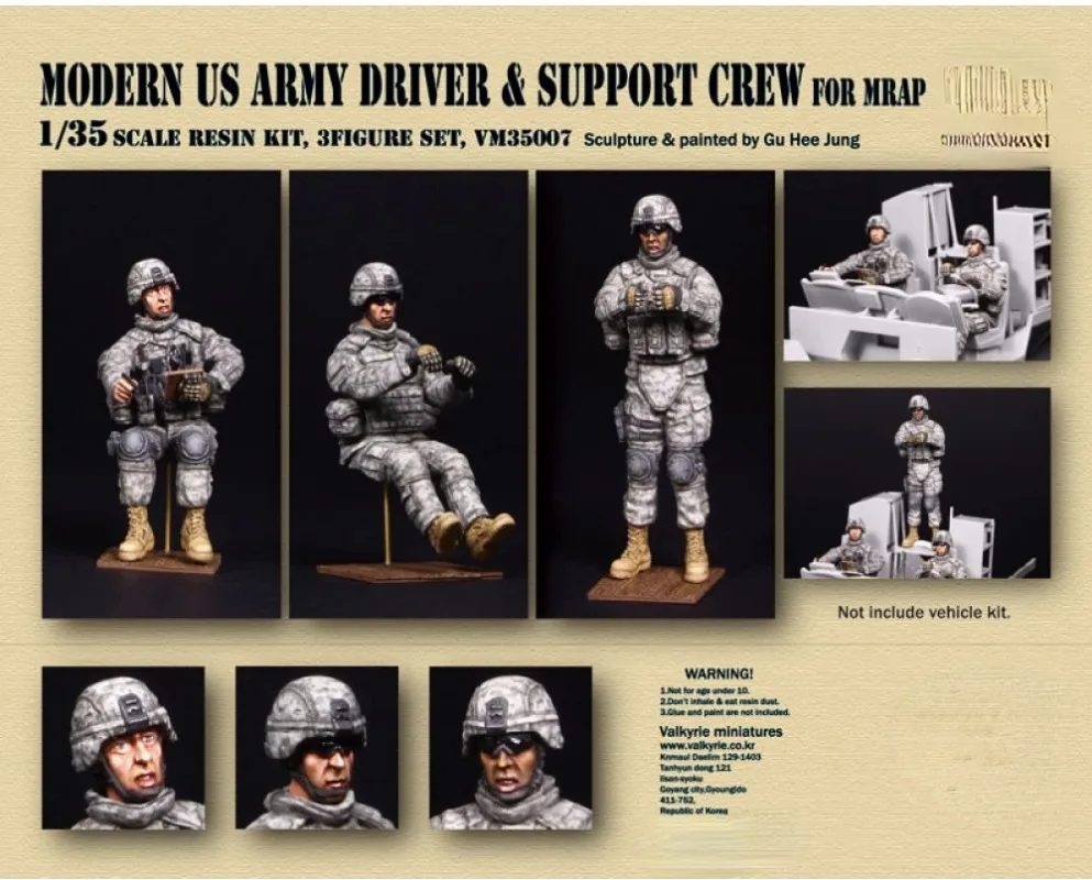 1/35 Die Cast Modern US Army Driver and Support Crew 3 Figuren Resin Soldier Figure Model Kit Unmontiert und unbemalt 089X