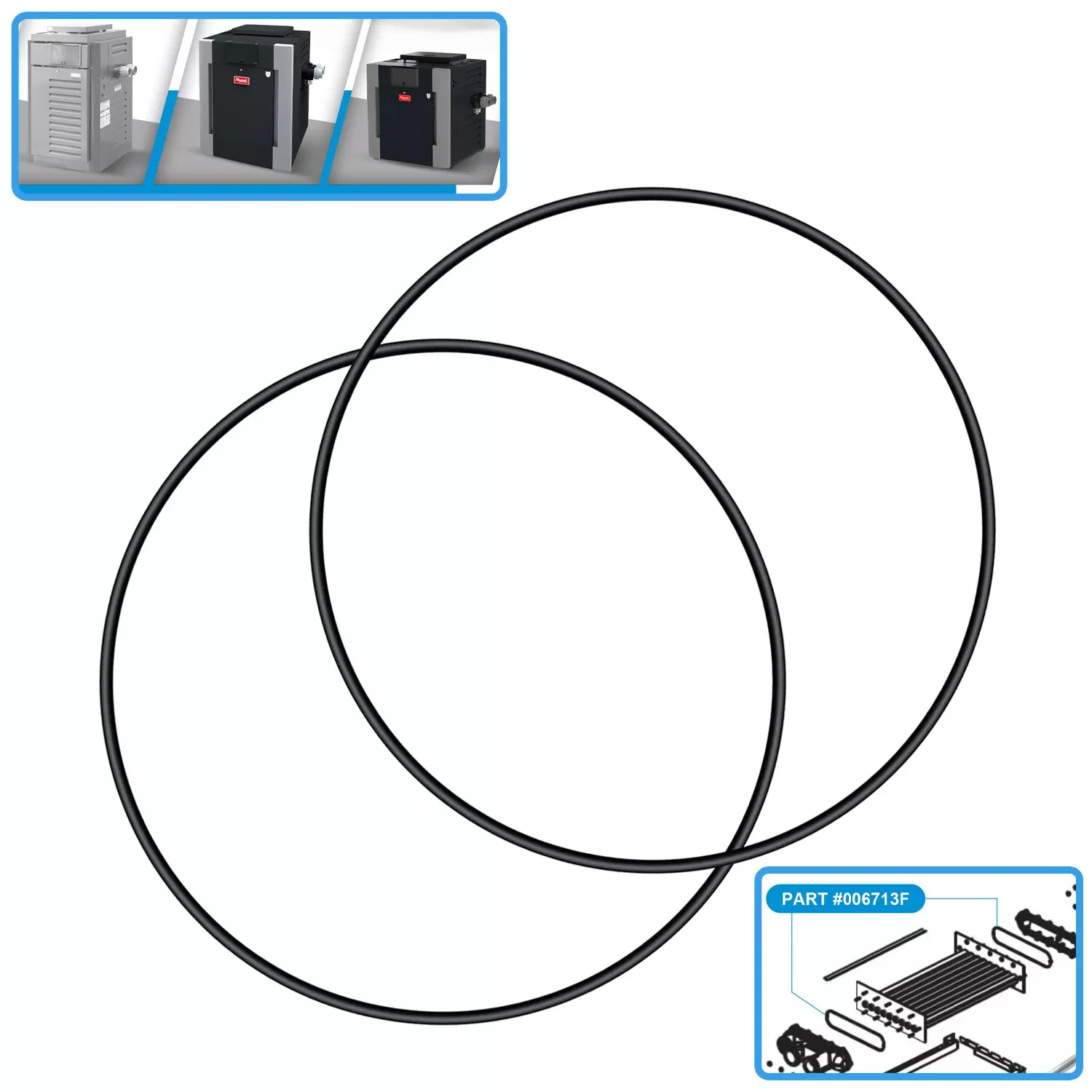 Replacement for Raypak Heater Heat Exchanger O-Ring Gasket 006713F Pool Heater O-Ring Gasket 185-405 206-406 207-407-Kit 2 Pack