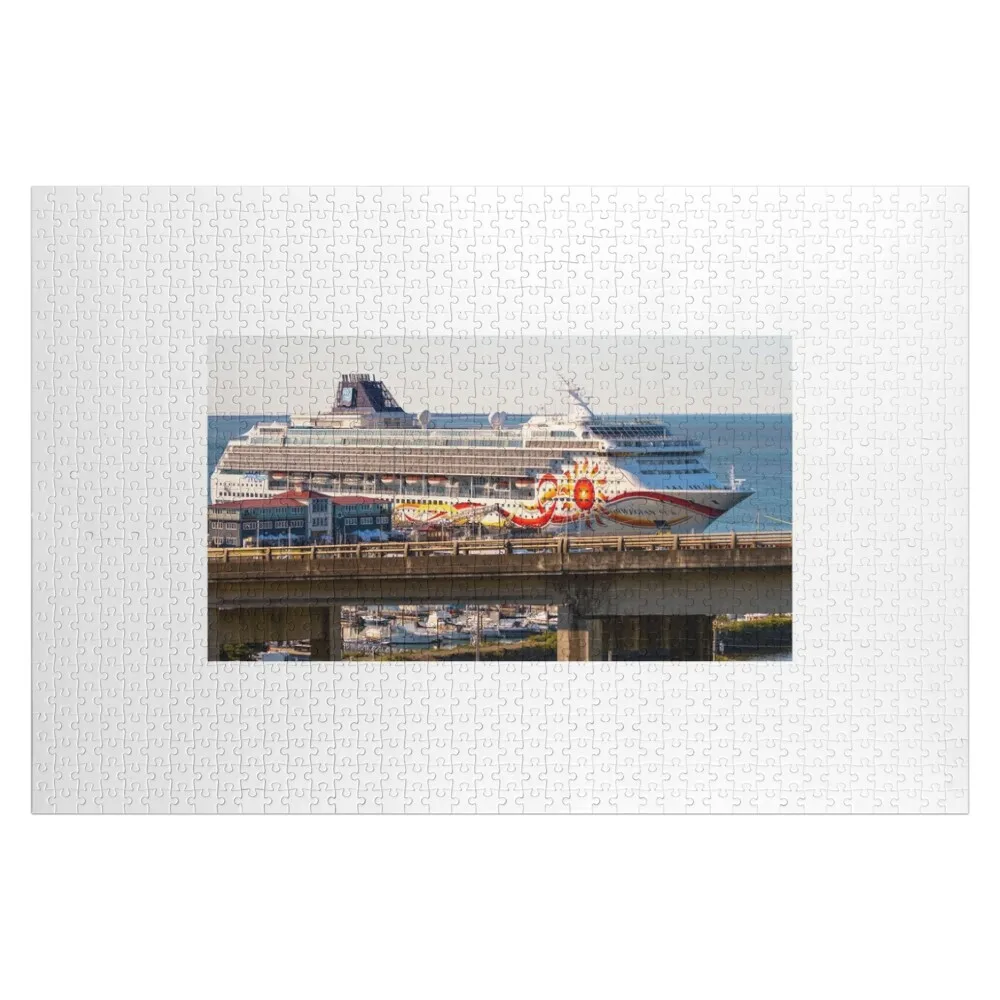 

NCL Sun on the Columbia River in Astoria, Oregon Jigsaw Puzzle With Personalized Photo Wooden Name Custom Personalized Puzzle