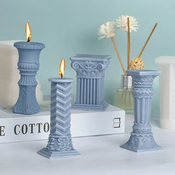 Molde de silicona de columna romana, de estilo europeo vela perfumada, Retro, hecha a mano, molde de yeso, regalo de Navidad DIY, decoración del hogar