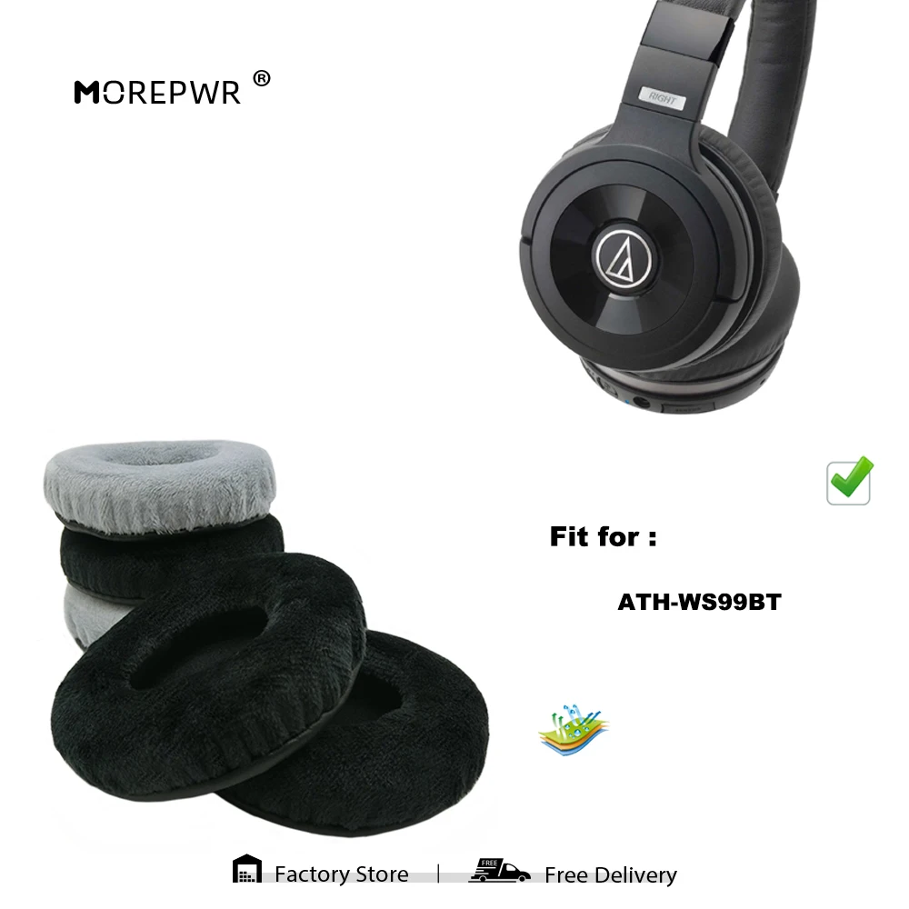 Morepwr New Upgrade Replacement Ear Pads for ATH-WS99BT Headset Parts Leather Cushion Velvet Earmuff Sleeve Cover