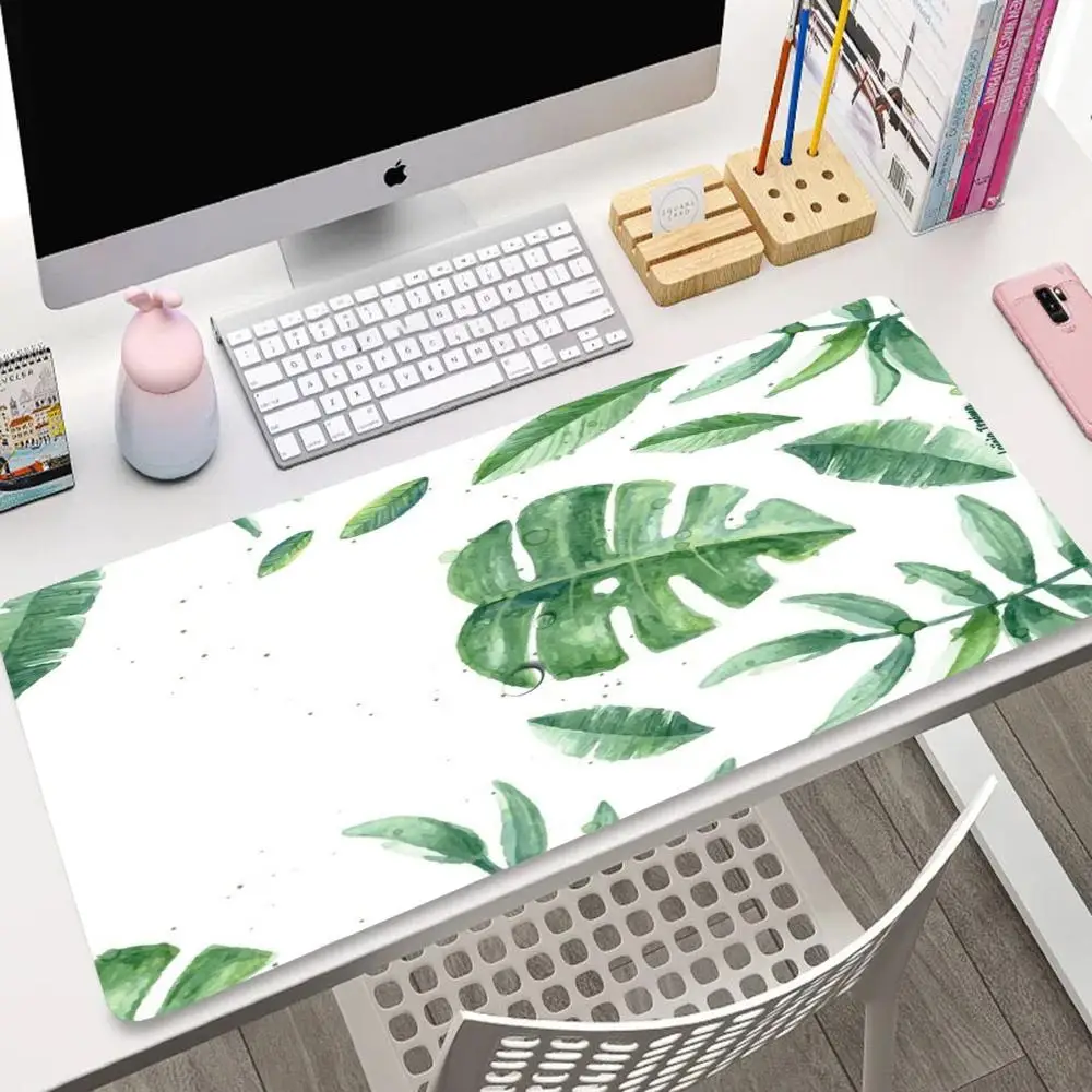 

Green leaf pattern painting design mouse pad rubber anti-slip high-quality table pad washable carpet computer accessories