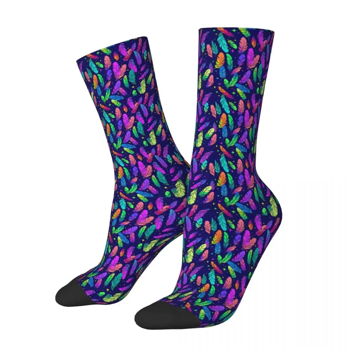 Colorful Feather Socks Bule Gothic Stockings Couple Warm Soft Outdoor Autumn Design Non Skid