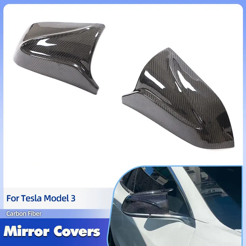 

Car Rear View Mirror Covers Caps Carbon Fiber for Tesla Model 3 2017-2024 Replacement Racing Side Mirror Caps Shell Body Kits