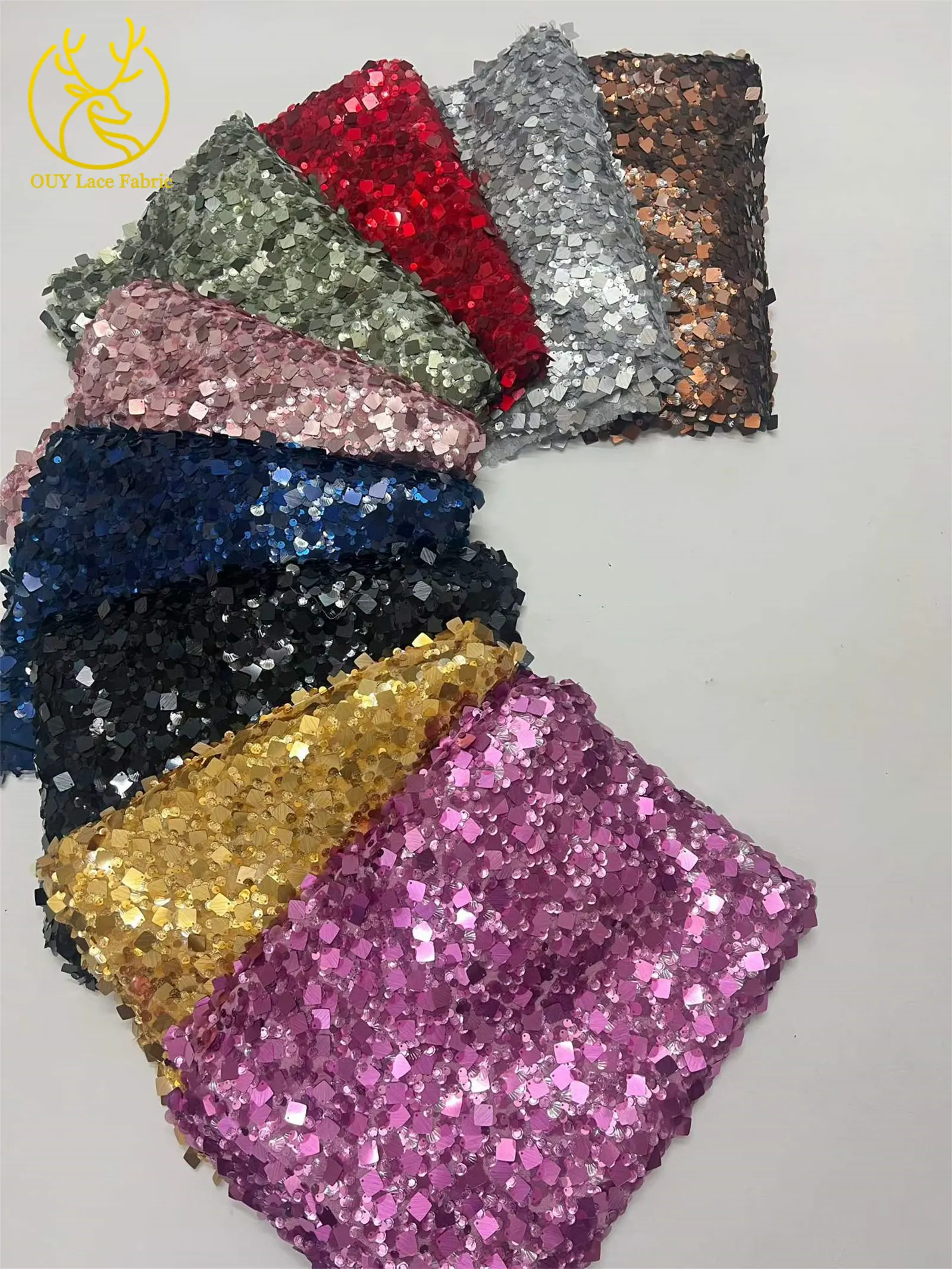 Neuer Stil, hochwertiger Tüll-Pailletten-Spitzenstoff, 2026, luxuriöser afrikanischer Spitzenstoff für nigerianische Hochzeiten, Abendkleider, Nähen, 5 Yards – Detail 22