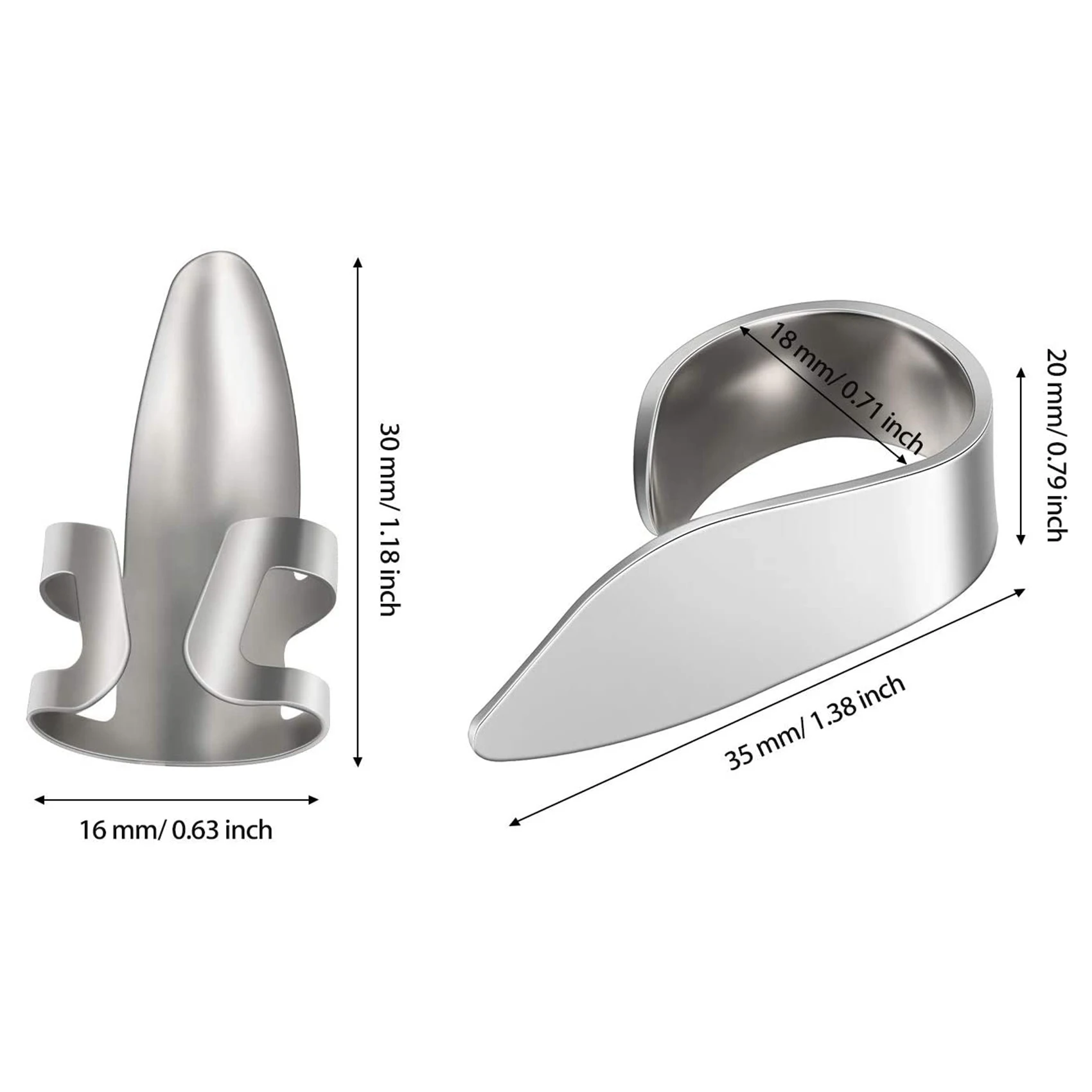 ABME 16 قطعة من اعواد إصبع الإبهام للجيتار من الفولاذ المقاوم للصدأ مع علبة بلاستيكية للجيتار الكهربائي والقيثارة (فضي) #5