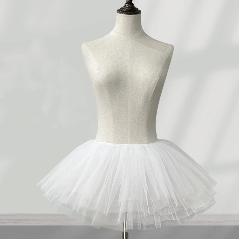 Women 6 Layer 28cm Ruffled Tulle Short Tutus Skirt Petticoat for Party Costume