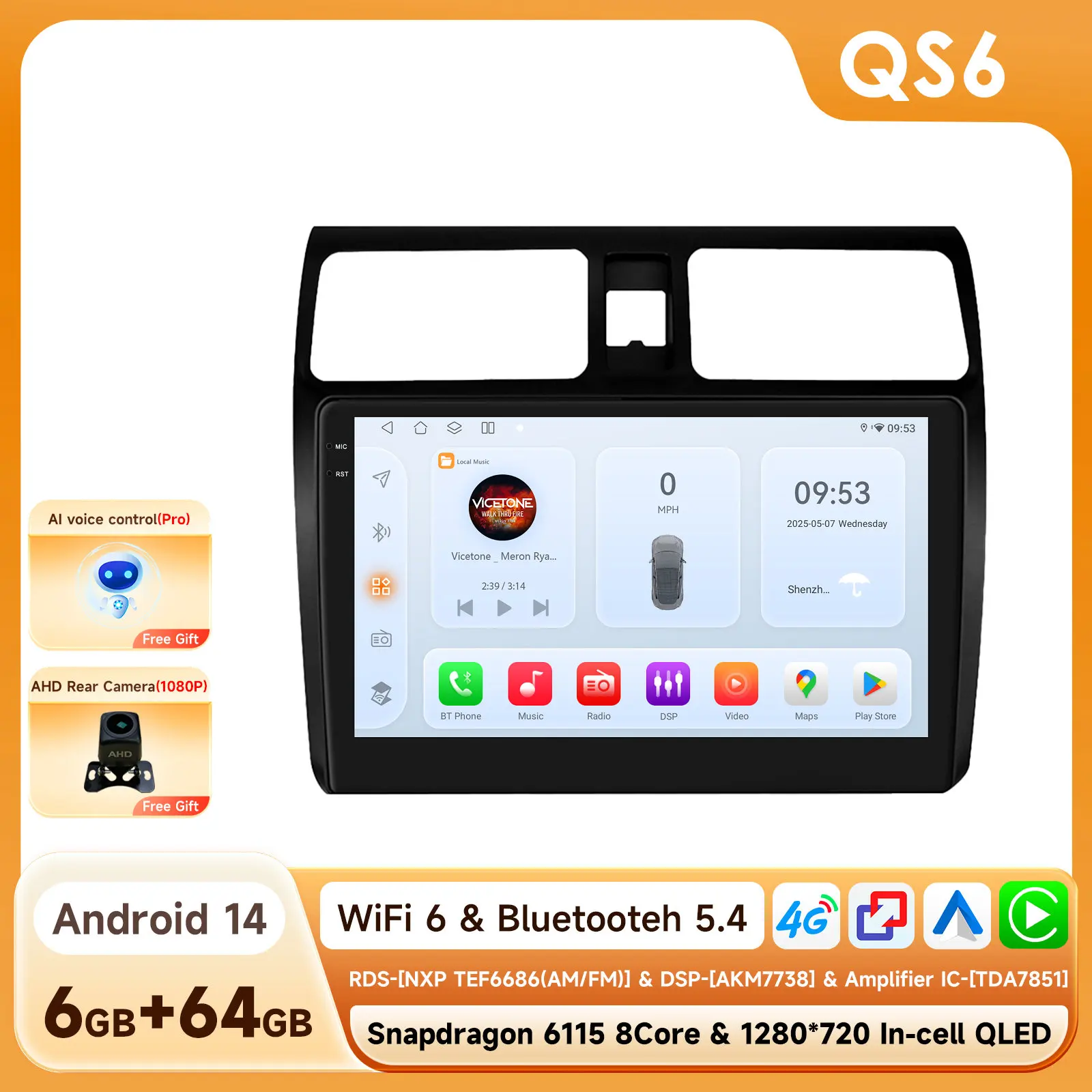 Android Autoradio voor Suzuki Swift 2005 - 2010 CarPlay Auto Intelligente systemen Autoradio Multimedia Speler 2din 360 Cam 4G WIFI