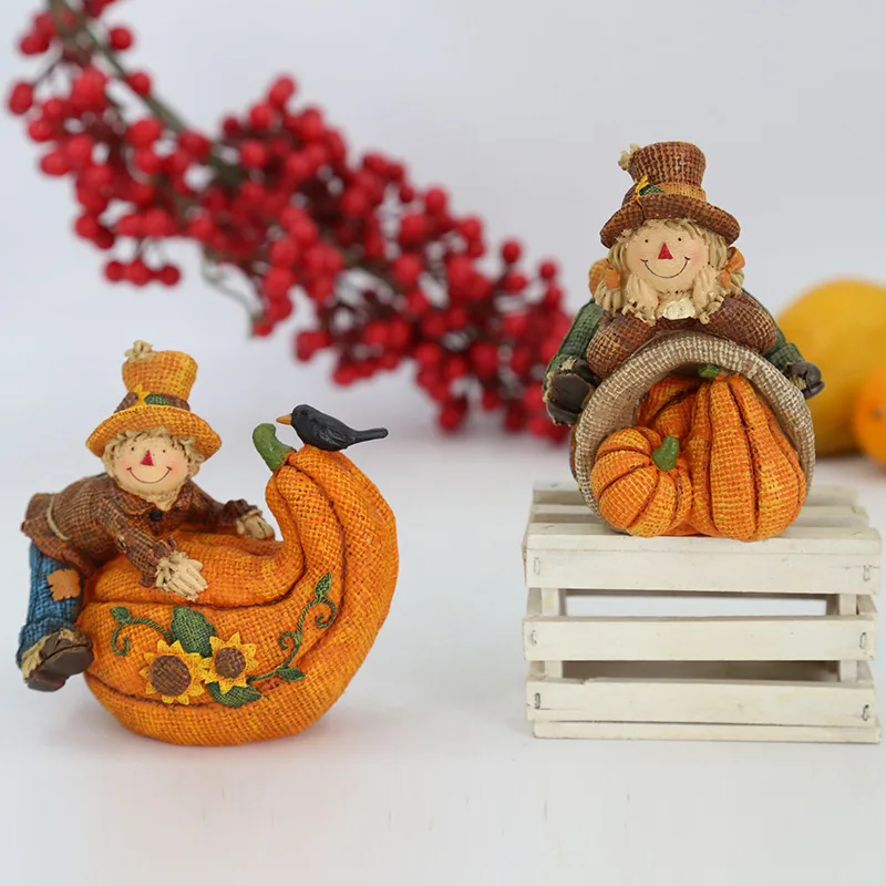 

Thanksgiving Resin Pumpkin Scarecrow Autumn Harvest Festive Room Decor For Home Study Bedroom Craft