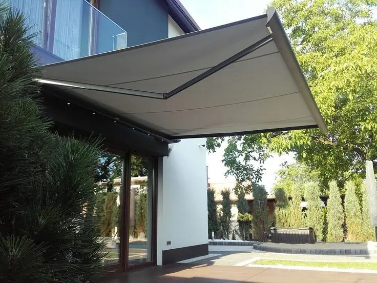 

Factory Quality Remote Control Wall Install Aluminum Retractable Awning Folding Arm Heavy Duty Motorized Full Cassette Awning
