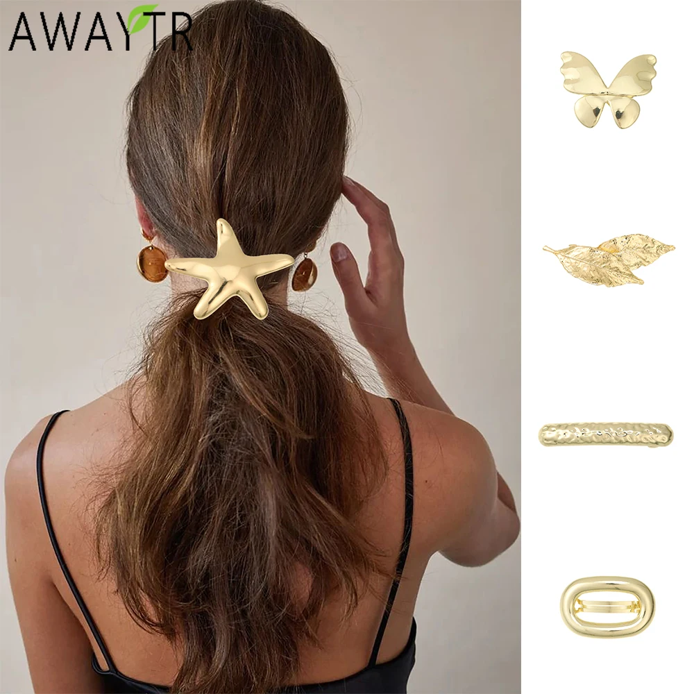 AWAYTR Mannual Gold Decorated Duckbill Hairpin Alloy Hair Clips Valentine Headwear Girl Hair Accessories Festival Gift