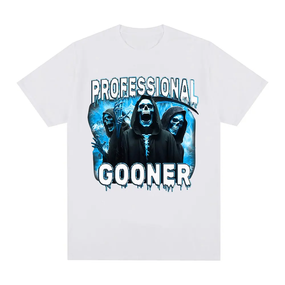 Professional Gooner Offensive Funny Skeleton Meme T Shirts Goon Sexual Joke Party Summer T-shirts Unisex Fashion Tees