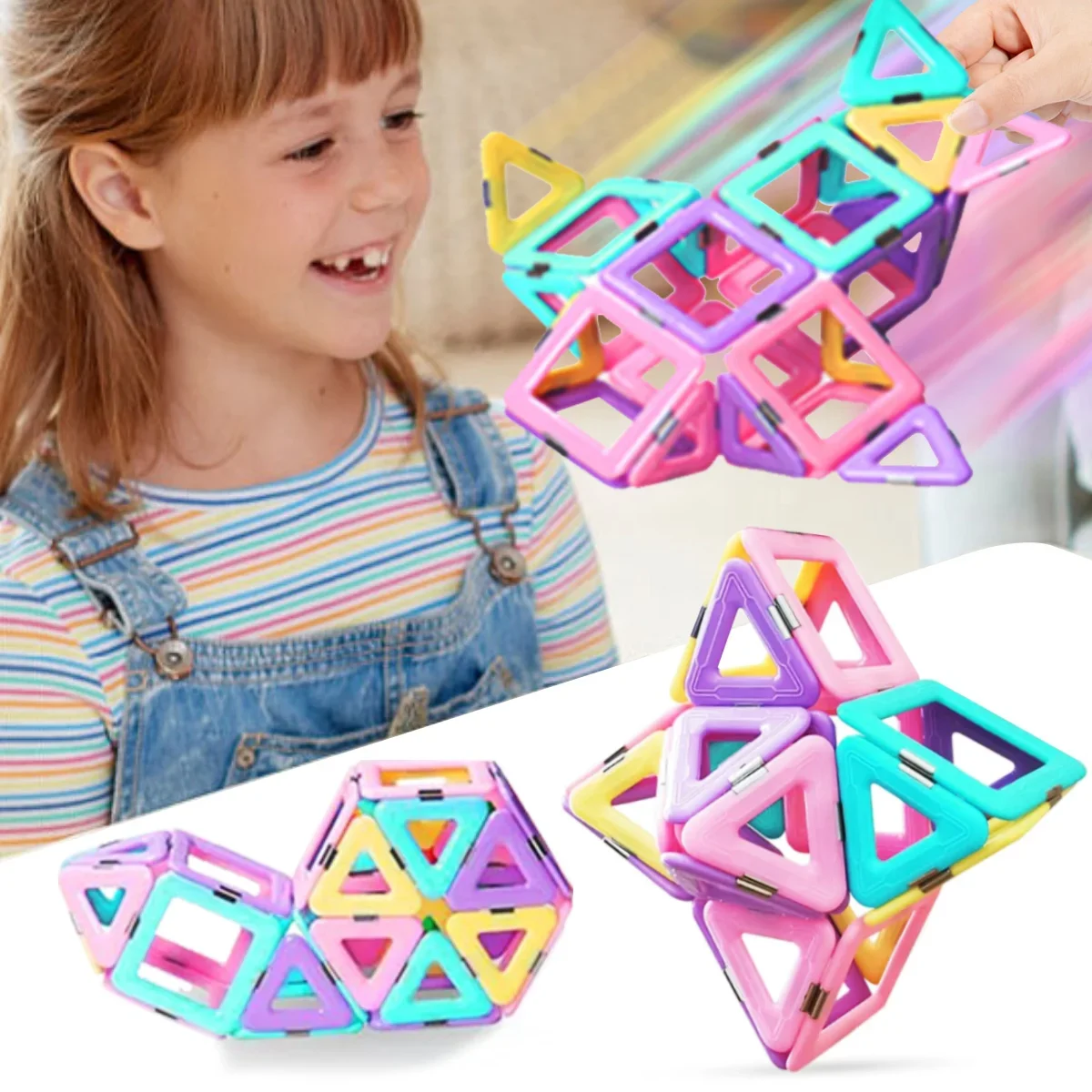 Zestaw klocków magnetycznych |   Zabawki edukacyjne STEM dla dzieci, magnetyczne klocki w kształcie makaroników, kreatywne i edukacyjne zabawki konstrukcyjne, prezenty urodzinowe.