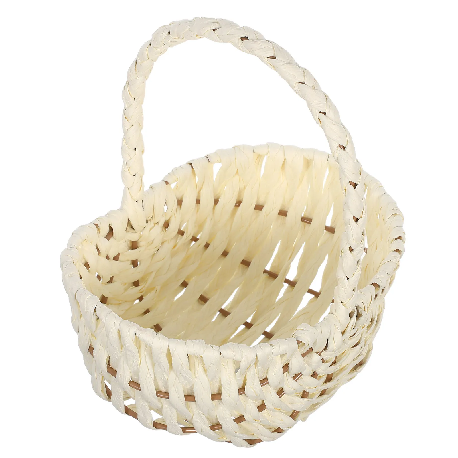 

Плетеная вручную корзина из бумажной веревки с ручками, винтажная, в пасторальном стиле, для пикника, цветов, фруктов, декоративная, для хранения