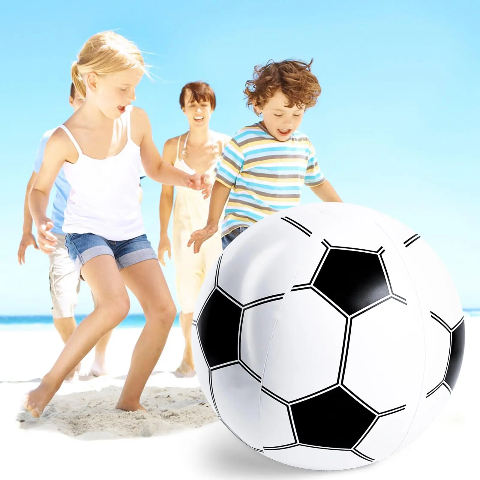 Soccer Beach Ball, 27inch Inflatable Soccer Ball Large Pool Soccer Ball for Kids Summer Swimming Pool Beach Game Toy