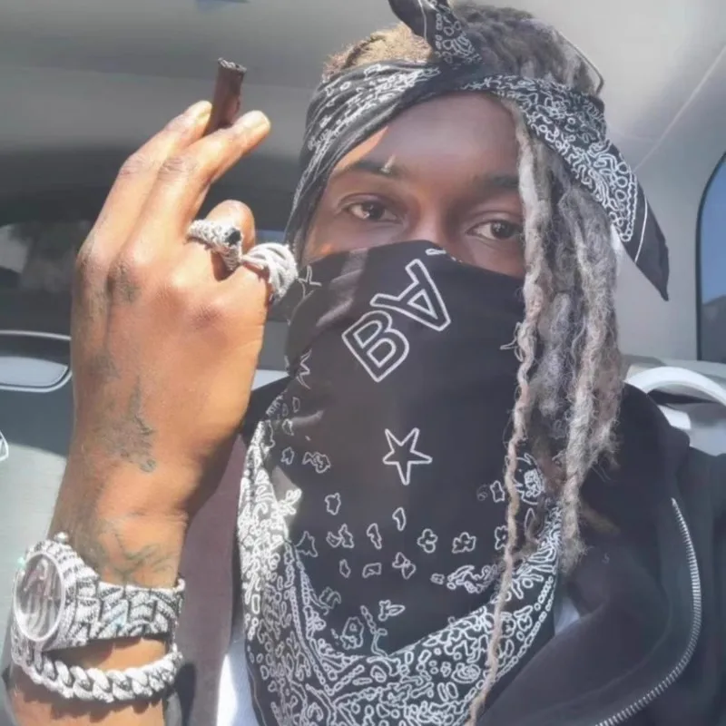 

2025 Playboi Carti Destroy lonely black bandana Accessories scarves headscarves MZ222