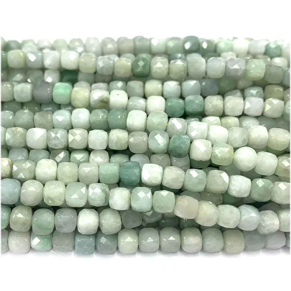 Veemake Green Jadeite Jade Faceted Irregular Cube Small Beads For Jewelry Making Natural Gemstones DIY Necklace Bracelets 07905