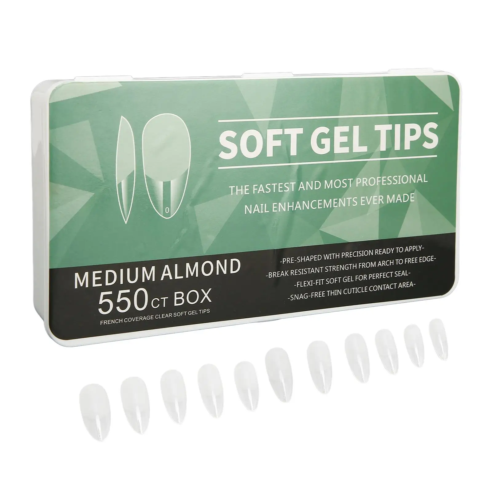 Thin Half Frosted False Nails: 550 Carved, Lightweight, Ideal for Salons