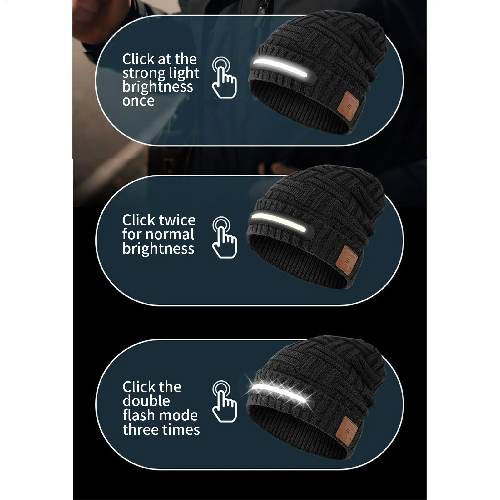 

Беспроводная шапка-бини, 3 режима освещения, защита от холода, зимняя шапка, светодиодная шапка с беспроводной связью для мужчин и женщин, для рыбалки, велоспорта, собаки