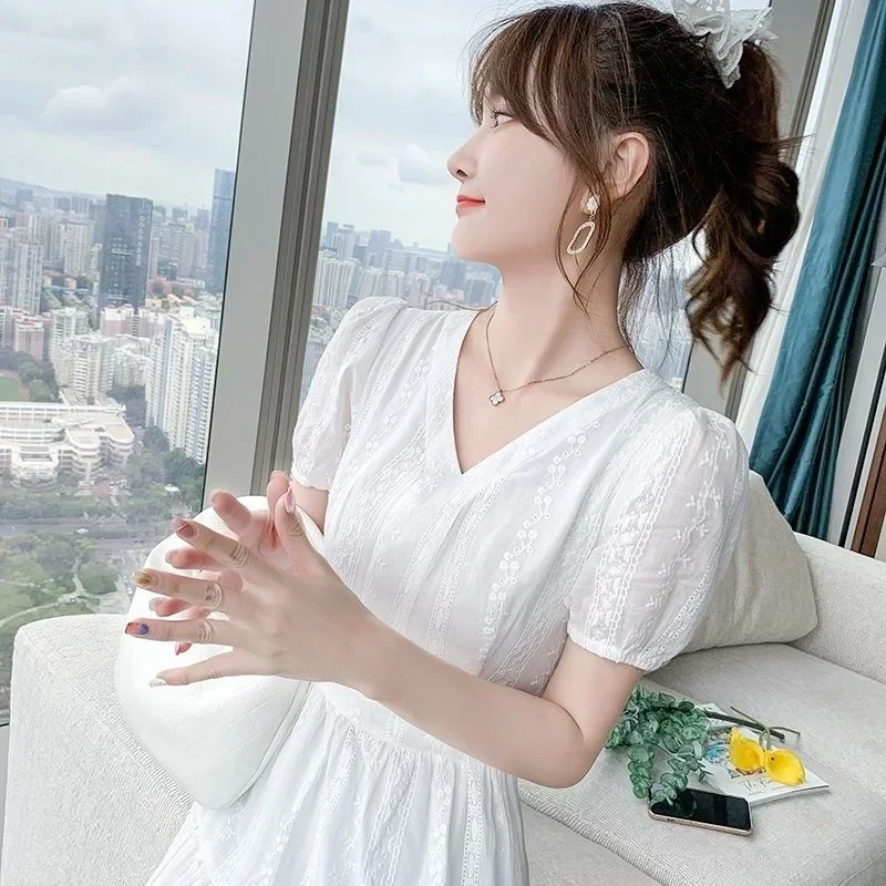 Lace Dress for Women Summer 2023 Style Long Shows Cotton Skirt Women Clothing Party Dresses Vestido Dress