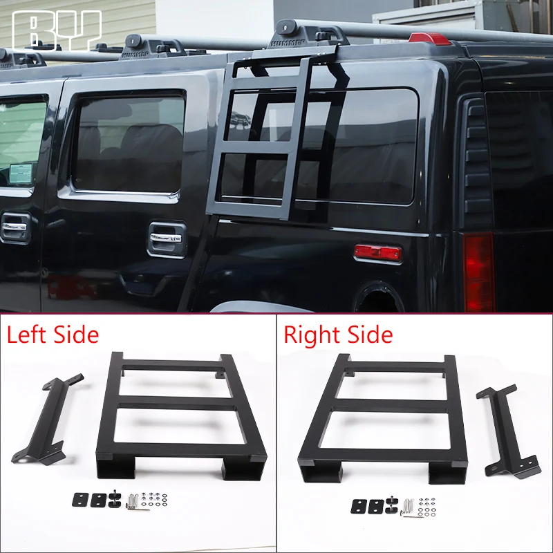 Aluminum Black Car Rear Side Window Roof Ladder Fit For Hummer H2 2003-2009 Exterior Modification Accessories