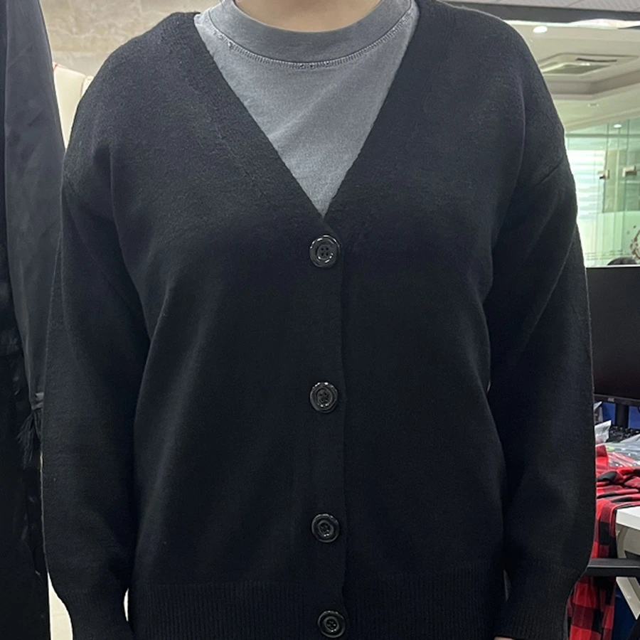 

Women's Autumn Sweater Cardigan Long Sleeve V Neck Solid Color Button Up Knitwear