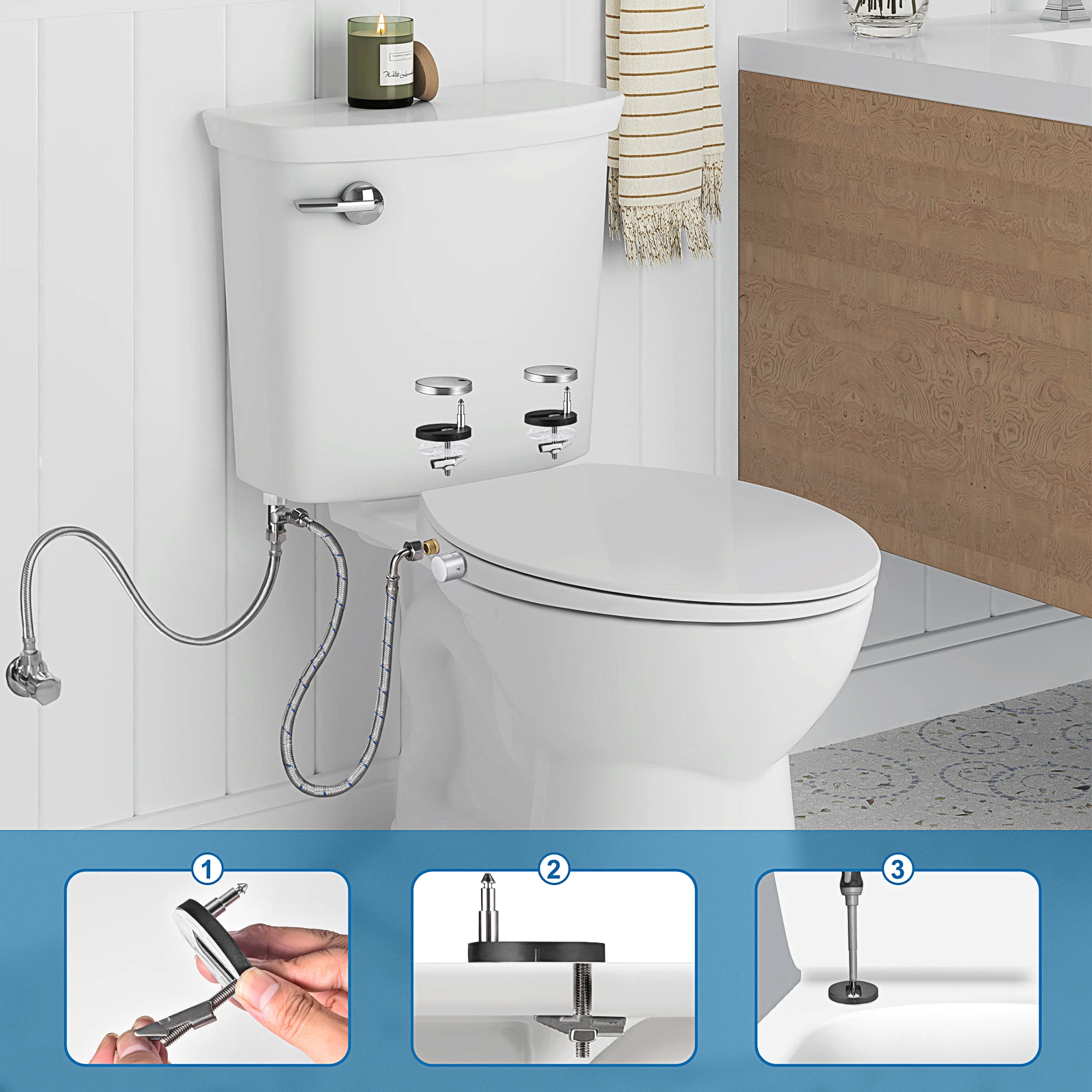 Samodra runde, nicht-elektrische Bidet-Toilettensitze, weiß (nur für europäische Toiletten geeignet) – Detail 7