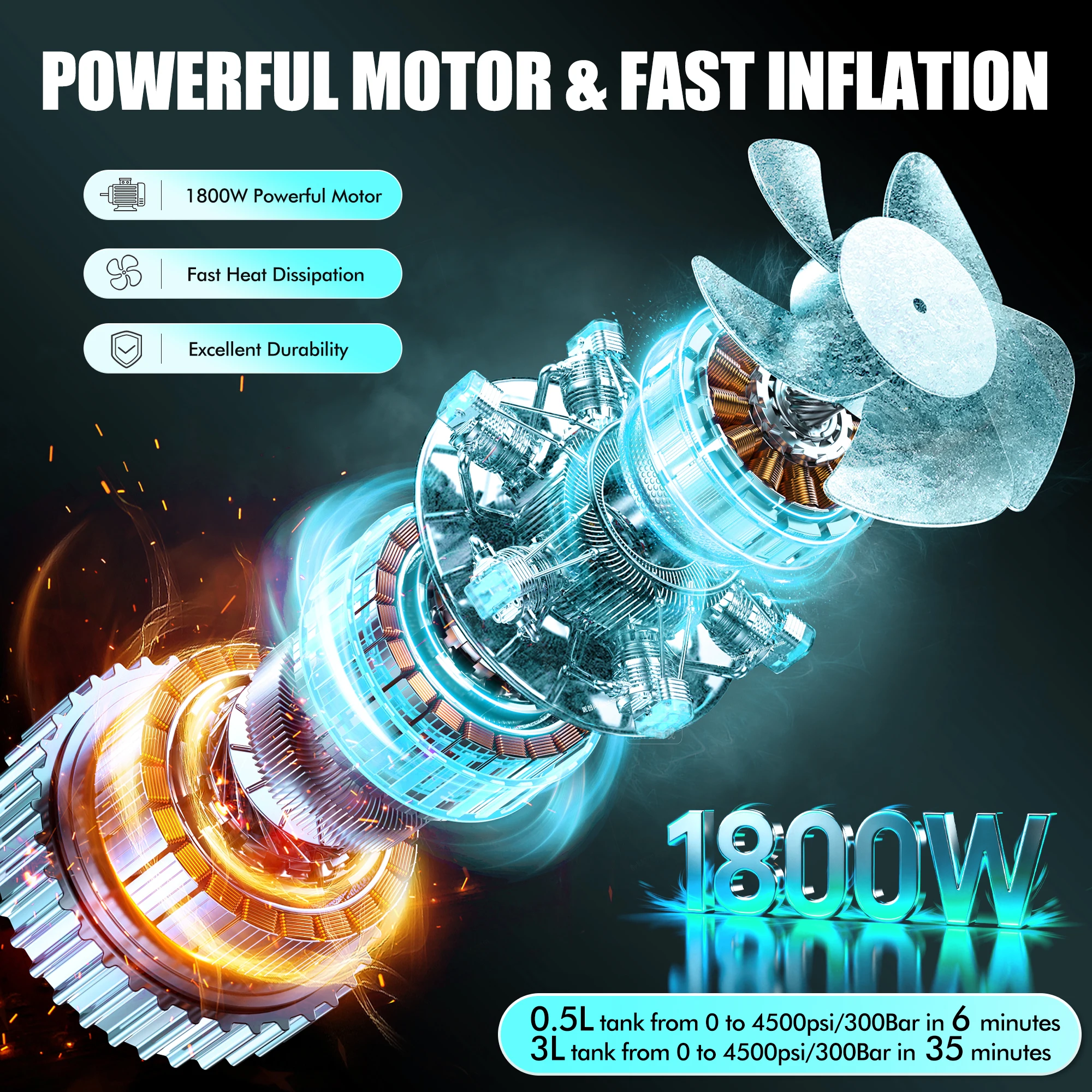 TUXING 300Bar 4500Psi PCP Luftkompressor Elektrischer Hochdruckkompressor für Tauchen 0-6,8L Tank PCP Gewehr 220V/110V TXES021 – Detail 5