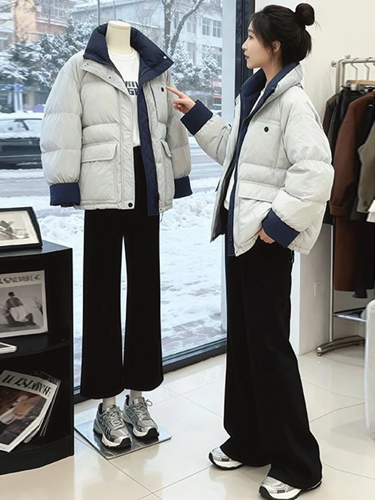 

Faionable ort down Cotton Jaet Women's Winter New Sle Loose Collar Bread Large Size Korean Sle Commute