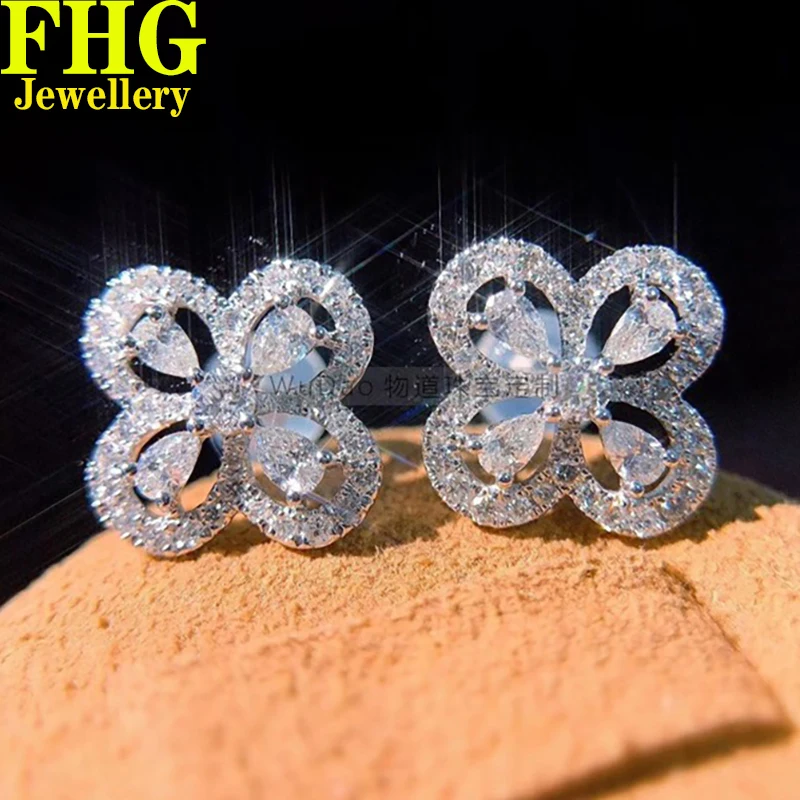 

0.8Carat 18K Au750 White Gold Earrings Natural diamond Full diamond Earrings Flower Wedding Party Engagement Anniversary