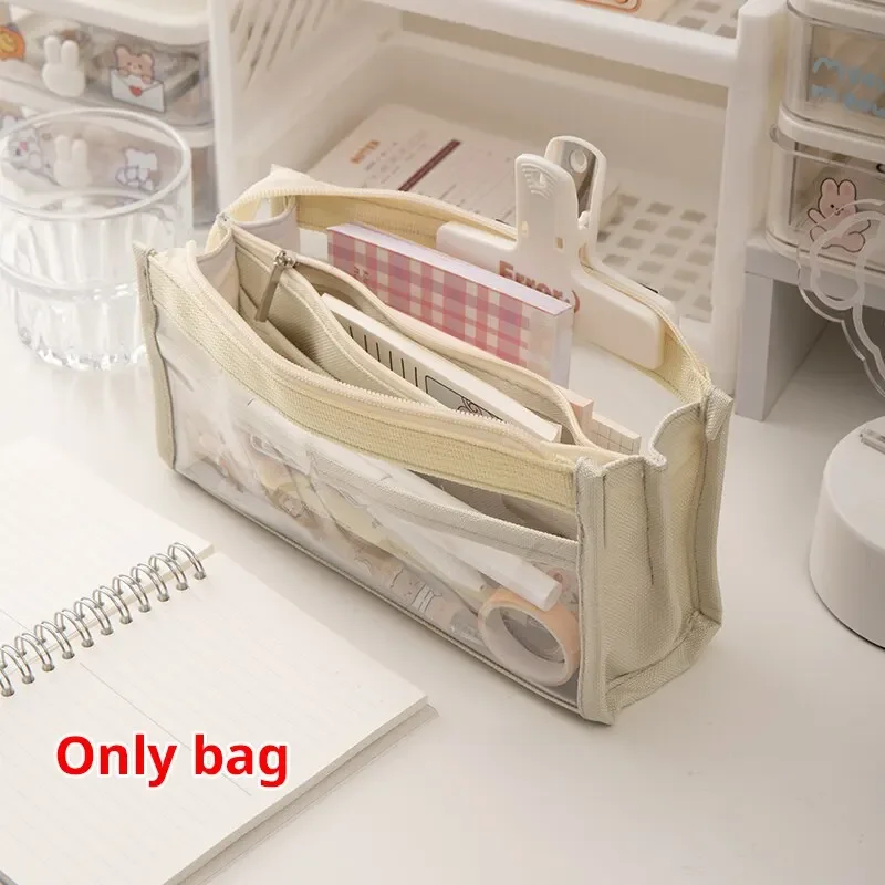 Six Layer Large Capacity Pencil Case Stationery Supplies High Appearance Transparent PVC Storage Stationery Bag