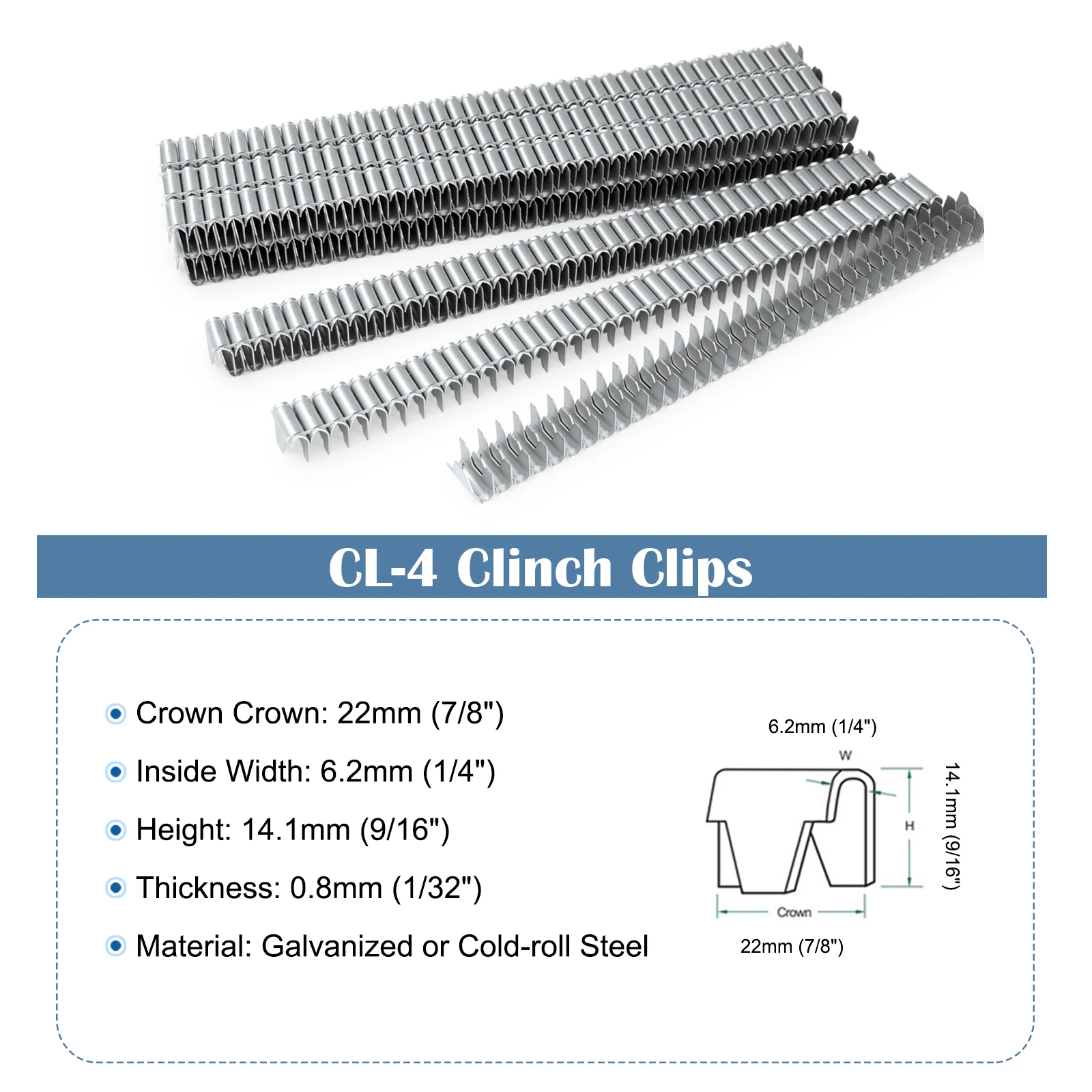 CL-4 CL-72 Vertex Fastener Galvanized M66 Clinching Clips, Staples for Wire Fencing Clinching Tool Clinch Clip Clipper Gun