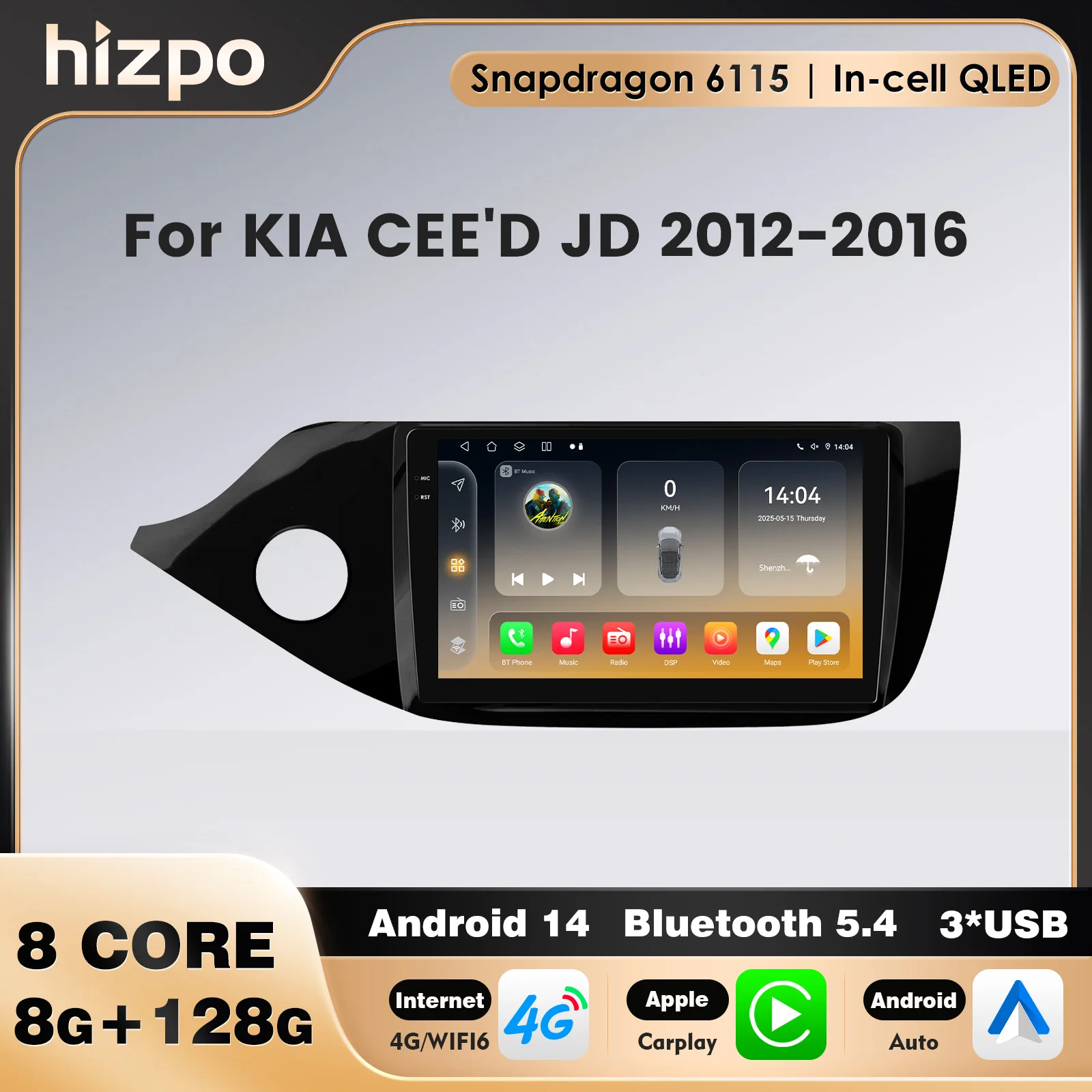 

Android 14 Car Multimedia Player Wireless Carplay For KIA CEE'D JD 2012 - 2016 Snapdragon System 2DIN Autoradio GPS 4G WIFI SWC